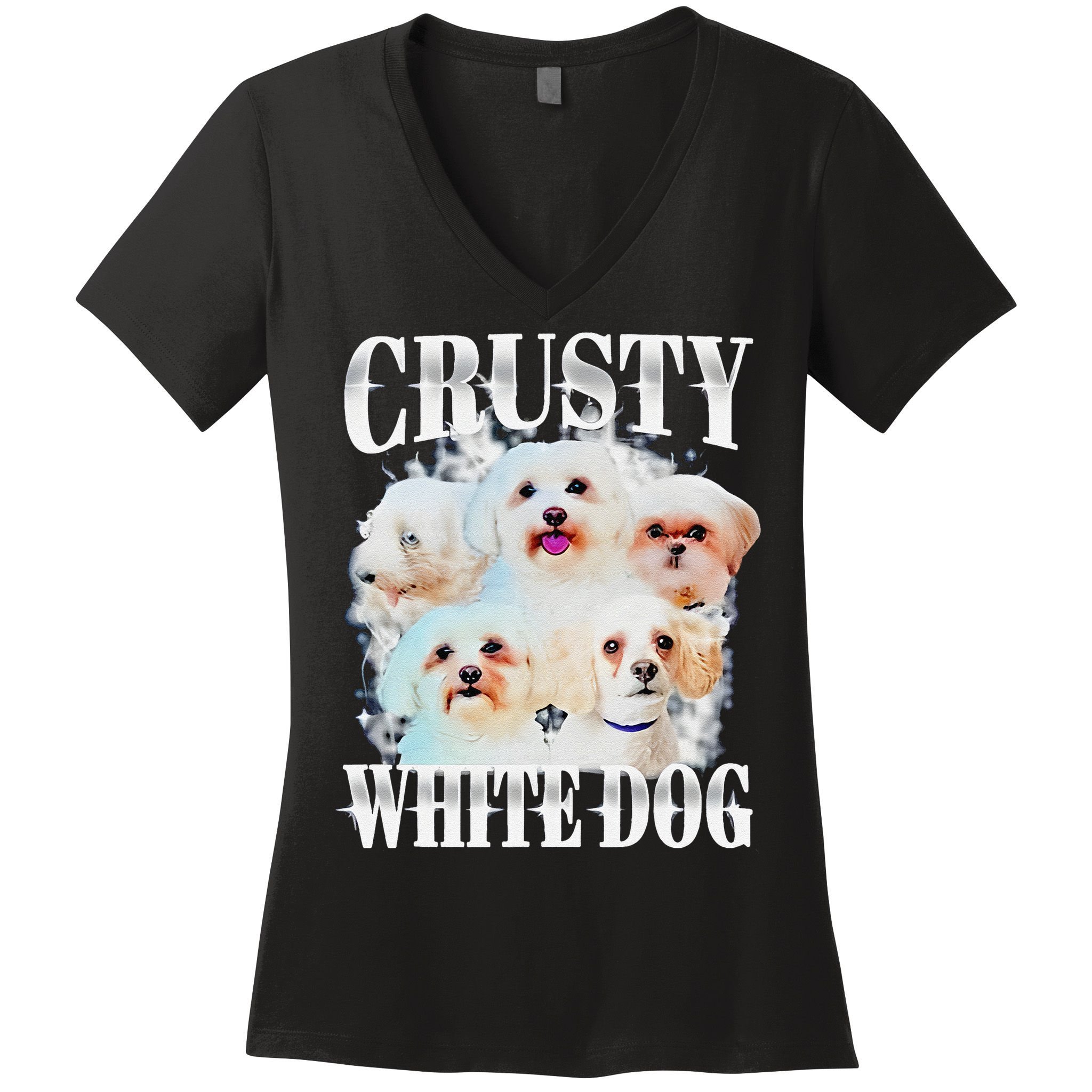 Crusty White Dog Funny For Women's V-Neck T-Shirt
