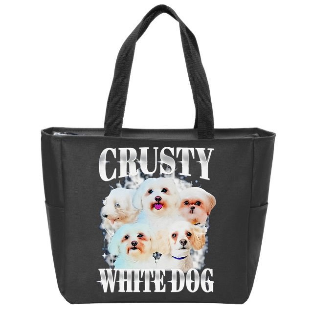Crusty White Dog Funny For Zip Tote Bag