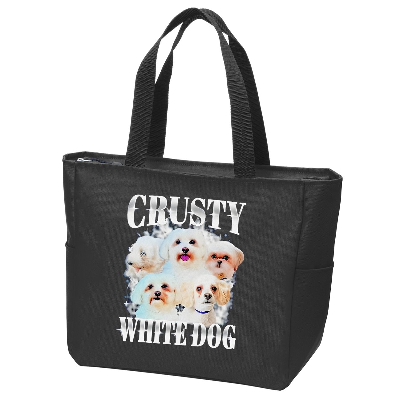Crusty White Dog Funny For Zip Tote Bag