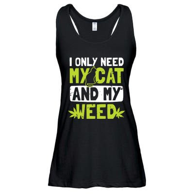 Cat Weed Design Only Need My Cat And Weed Gift Ladies Essential Flowy Tank