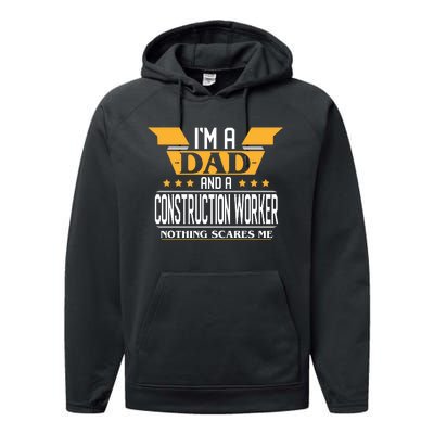 Construction Worker Dad Gift For Fathers Day Performance Fleece Hoodie