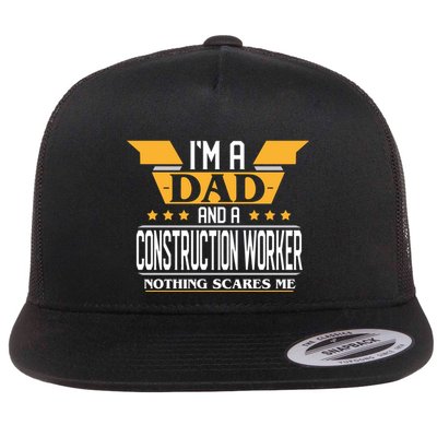 Construction Worker Dad Gift For Fathers Day Flat Bill Trucker Hat