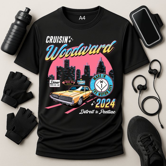 Cruisin Woodward Detroit To Pontiac 2024 Pink Version Cooling Performance Crew T-Shirt