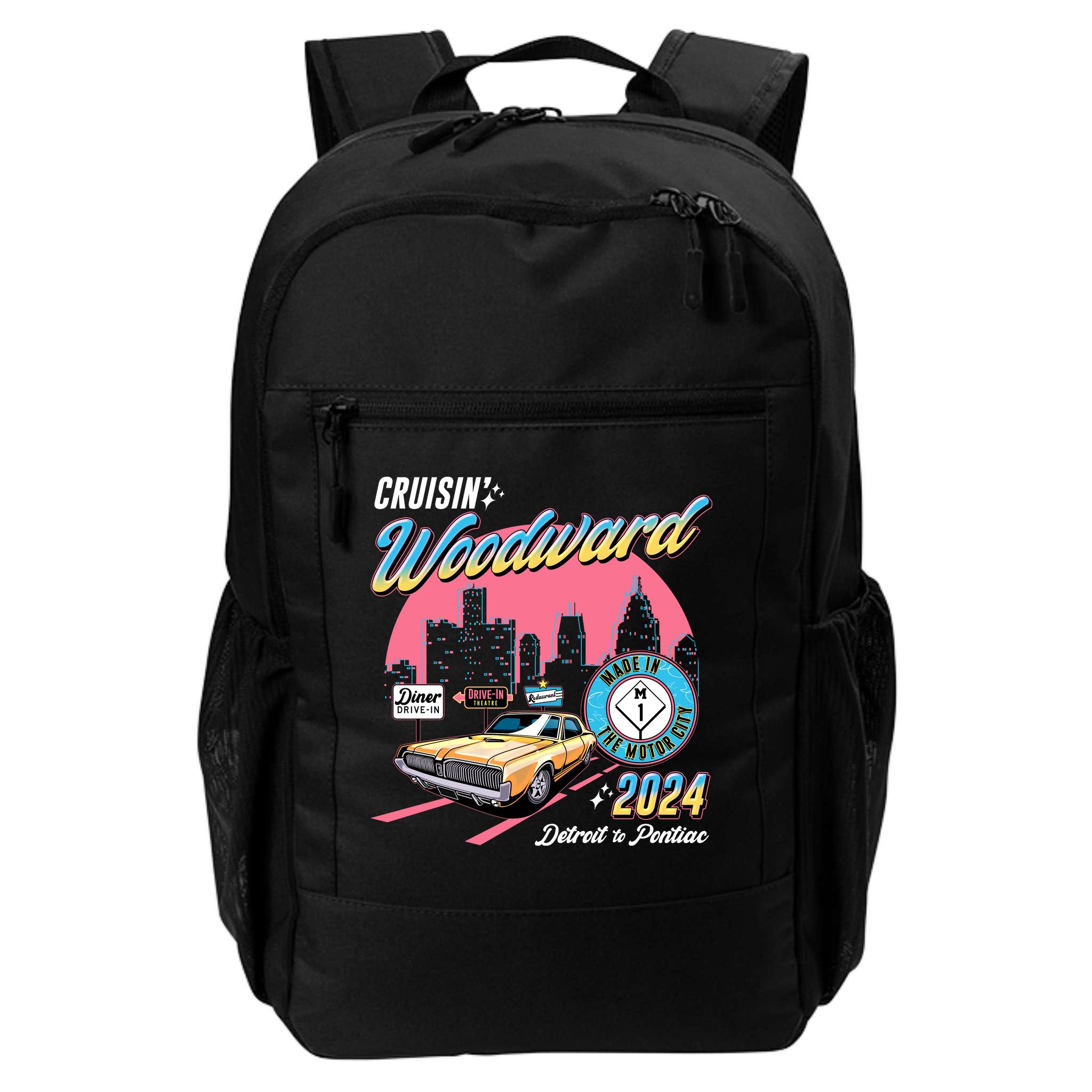 Cruisin Woodward Detroit To Pontiac 2024 Pink Version Backpack