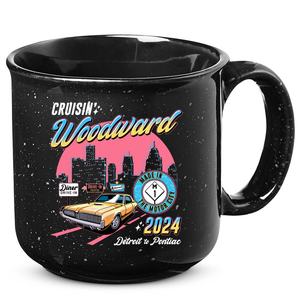 Cruisin Woodward Detroit To Pontiac 2024 Pink Version 15oz Campfire Ceramic Mug