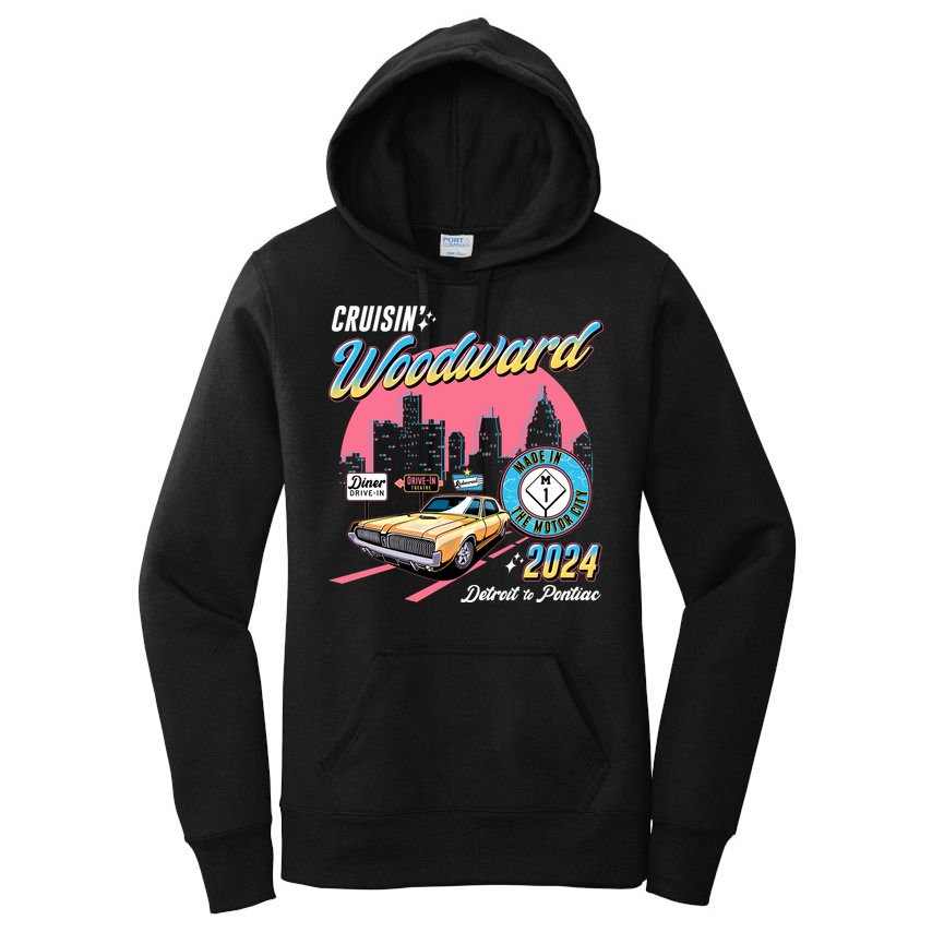 Cruisin Woodward Detroit To Pontiac 2024 Pink Version Women's Pullover Hoodie