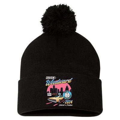 Cruisin Woodward Detroit To Pontiac 2024 Pink Version Pom Pom 12in Knit Beanie