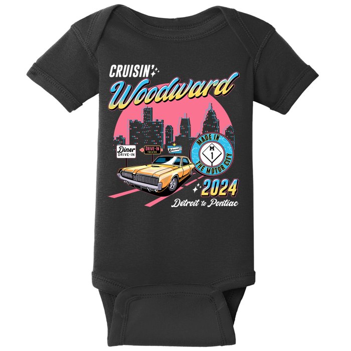 Cruisin Woodward Detroit To Pontiac 2024 Pink Version Baby Bodysuit