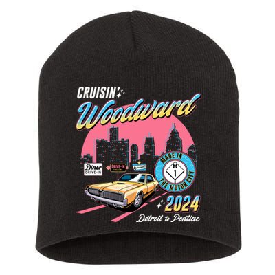 Cruisin Woodward Detroit To Pontiac 2024 Pink Version Short Acrylic Beanie