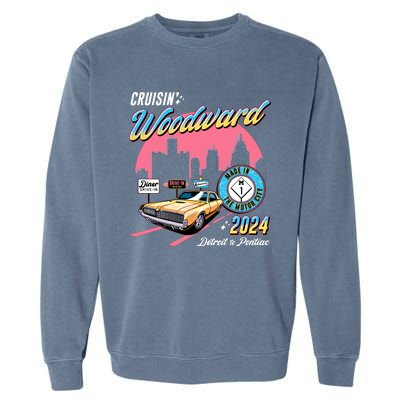 Cruisin Woodward Detroit To Pontiac 2024 Pink Version Garment-Dyed Sweatshirt