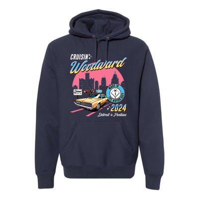 Cruisin Woodward Detroit To Pontiac 2024 Pink Version Premium Hoodie