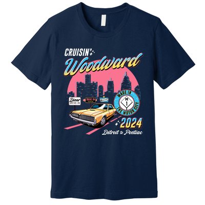 Cruisin Woodward Detroit To Pontiac 2024 Pink Version Premium T-Shirt