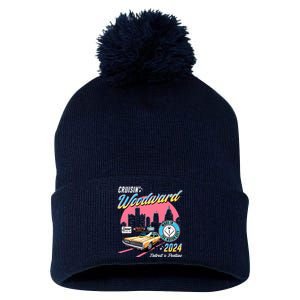 Cruisin Woodward Detroit To Pontiac 2024 Pink Version Pom Pom 12in Knit Beanie