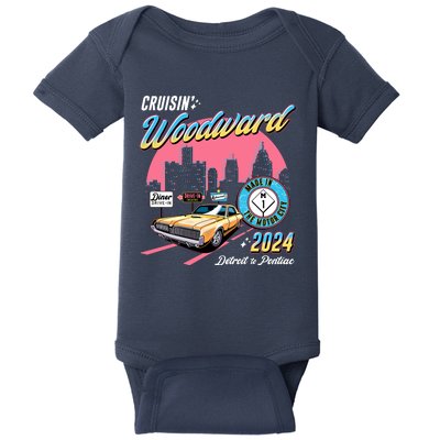 Cruisin Woodward Detroit To Pontiac 2024 Pink Version Baby Bodysuit