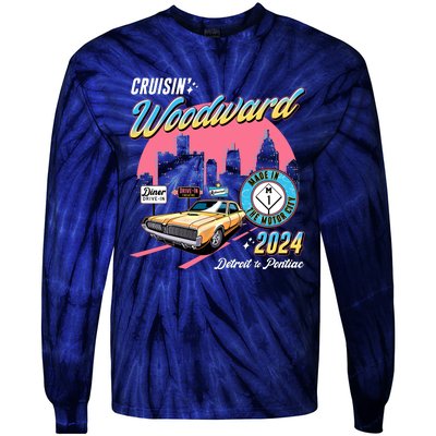 Cruisin Woodward Detroit To Pontiac 2024 Pink Version Tie-Dye Long Sleeve Shirt