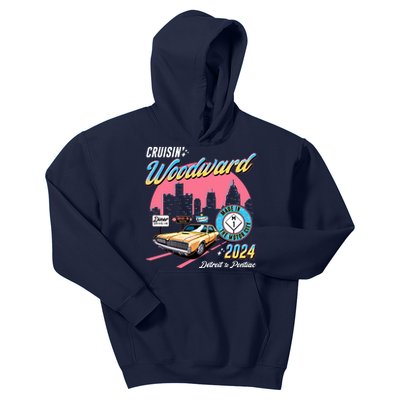 Cruisin Woodward Detroit To Pontiac 2024 Pink Version Kids Hoodie