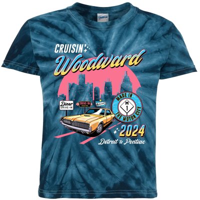 Cruisin Woodward Detroit To Pontiac 2024 Pink Version Kids Tie-Dye T-Shirt