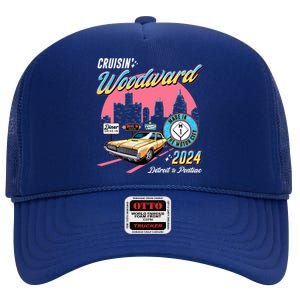 Cruisin Woodward Detroit To Pontiac 2024 Pink Version High Crown Mesh Back Trucker Hat