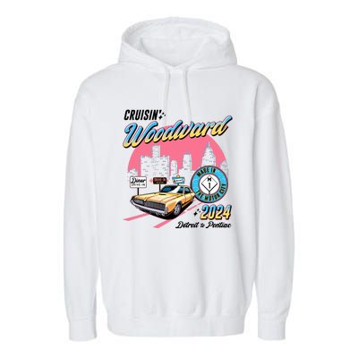 Cruisin Woodward Detroit To Pontiac 2024 Pink Version Garment-Dyed Fleece Hoodie