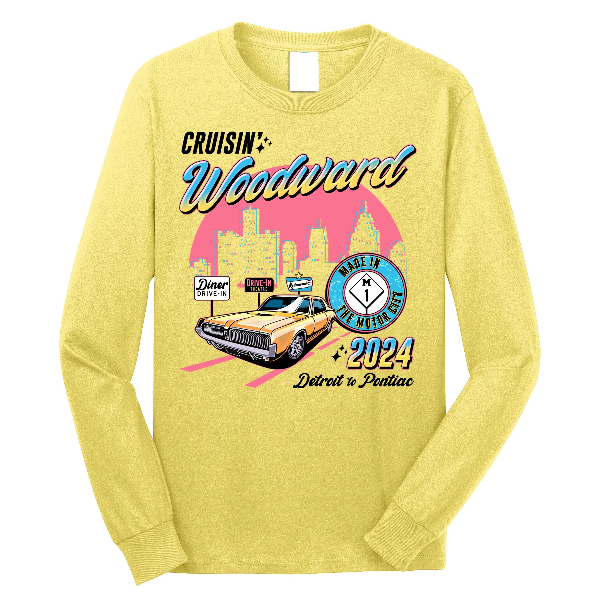 Cruisin Woodward Detroit To Pontiac 2024 Pink Version Long Sleeve Shirt