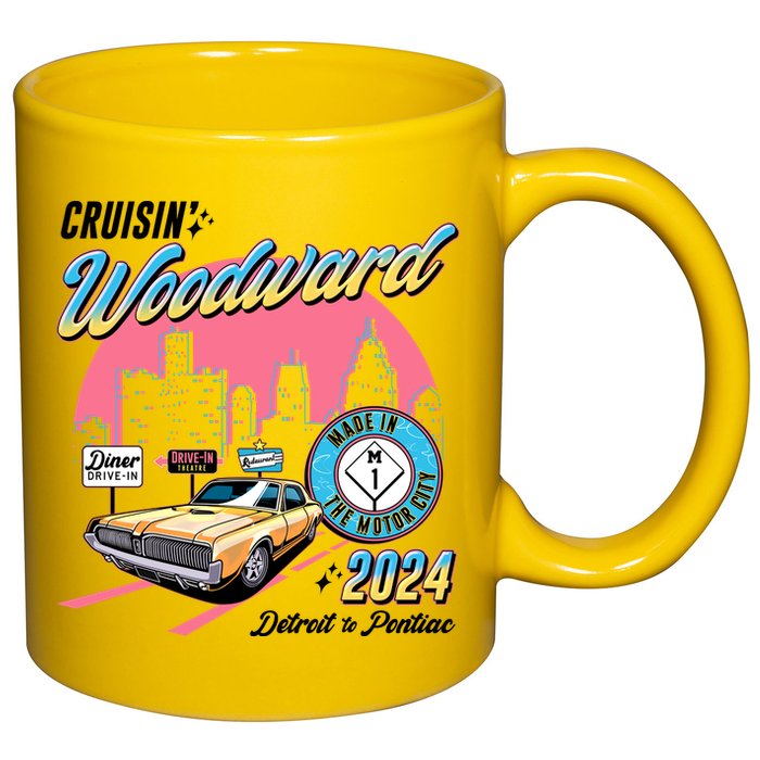Cruisin Woodward Detroit To Pontiac 2024 Pink Version 11oz C Handle Ceramic Mug