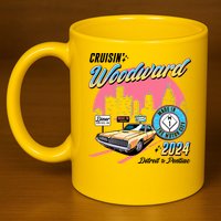 Cruisin Woodward Detroit To Pontiac 2024 Pink Version 11oz C Handle Ceramic Mug