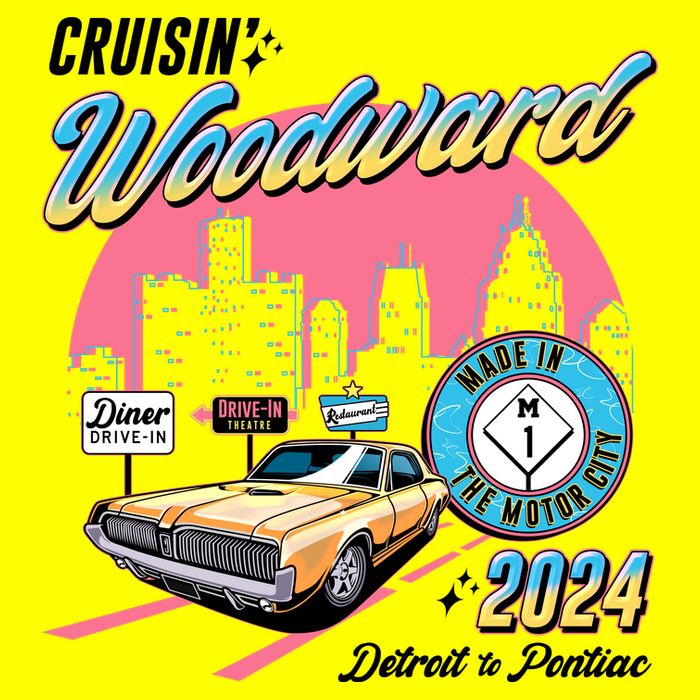 Cruisin Woodward Detroit To Pontiac 2024 Pink Version Womens T-Shirt