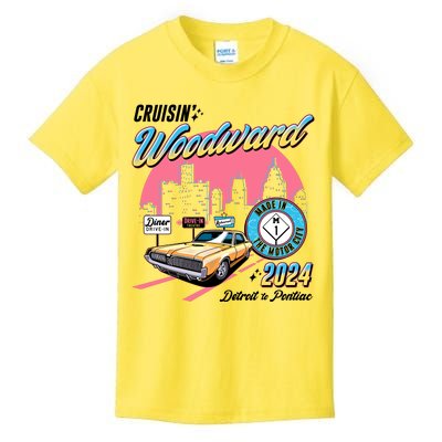 Cruisin Woodward Detroit To Pontiac 2024 Pink Version Kids T-Shirt