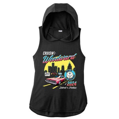 Cruisin Woodward Detroit To Pontiac 2024 Yellow Version Ladies PosiCharge Tri-Blend Wicking Draft Hoodie Tank