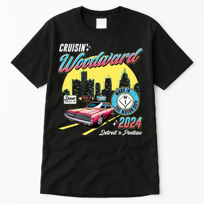 Cruisin Woodward Detroit To Pontiac 2024 Yellow Version Tall T-Shirt