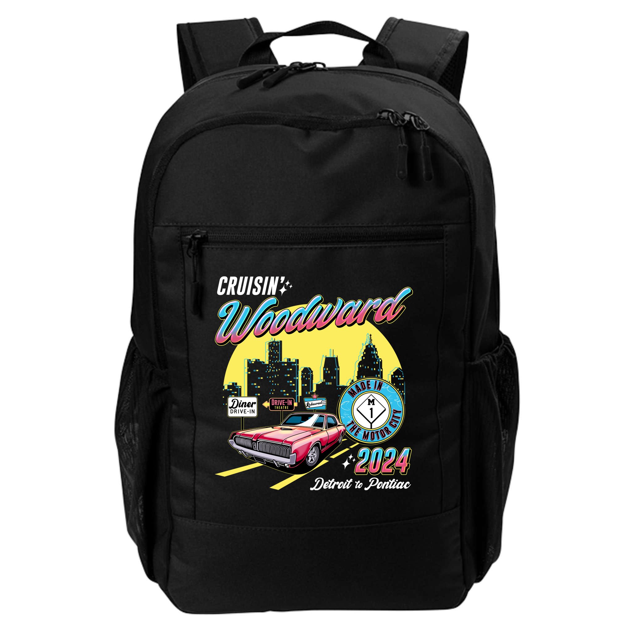 Cruisin Woodward Detroit To Pontiac 2024 Yellow Version Backpack