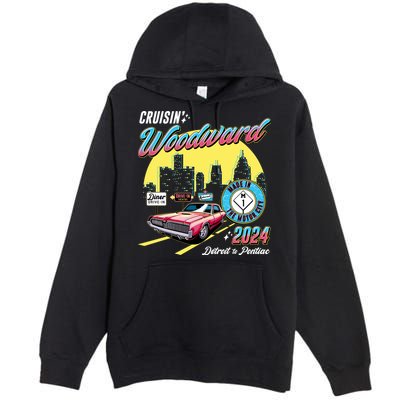 Cruisin Woodward Detroit To Pontiac 2024 Yellow Version Premium Pullover Hoodie