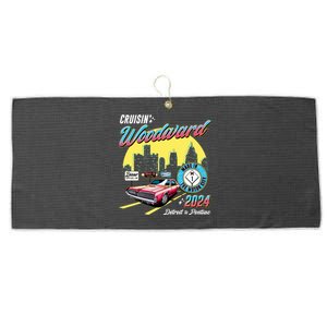 Cruisin Woodward Detroit To Pontiac 2024 Yellow Version Large Microfiber Waffle Golf Towel