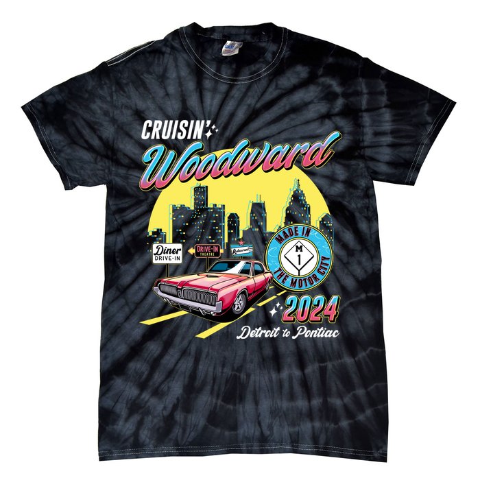 Cruisin Woodward Detroit To Pontiac 2024 Yellow Version Tie-Dye T-Shirt