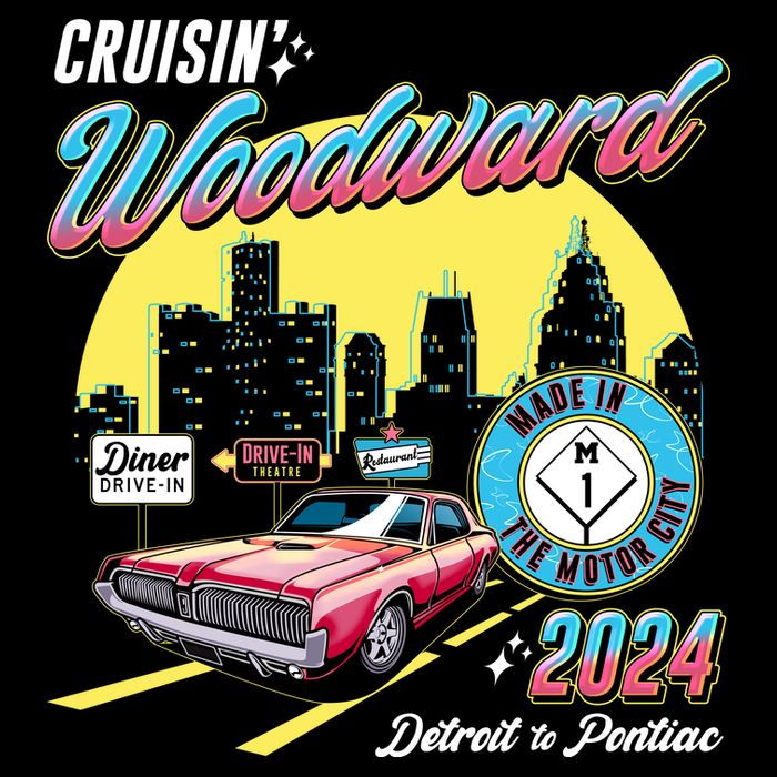 Cruisin Woodward Detroit To Pontiac 2024 Yellow Version Tie-Dye T-Shirt