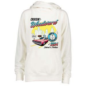 Cruisin Woodward Detroit To Pontiac 2024 Yellow Version Womens Funnel Neck Pullover Hood