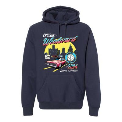 Cruisin Woodward Detroit To Pontiac 2024 Yellow Version Premium Hoodie