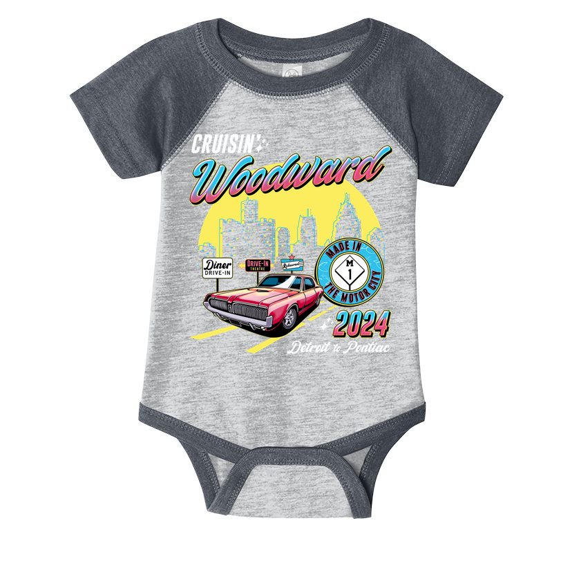 Cruisin Woodward Detroit To Pontiac 2024 Yellow Version Infant Baby Jersey Bodysuit
