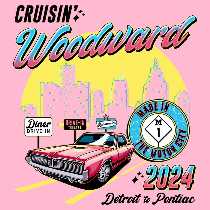 Cruisin Woodward Detroit To Pontiac 2024 Yellow Version T-Shirt