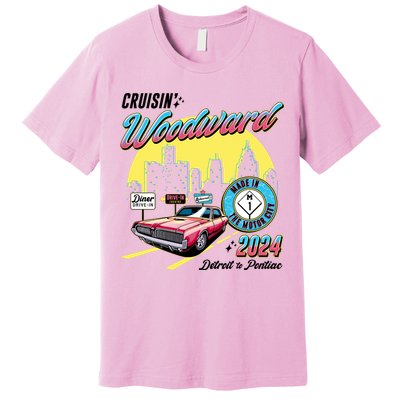 Cruisin Woodward Detroit To Pontiac 2024 Yellow Version Premium T-Shirt