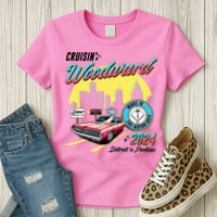 Cruisin Woodward Detroit To Pontiac 2024 Yellow Version Womens T-Shirt