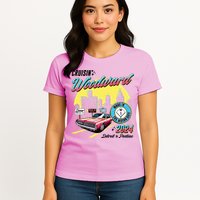 Cruisin Woodward Detroit To Pontiac 2024 Yellow Version Womens T-Shirt