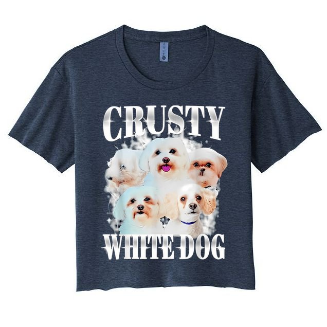 Crusty White Dog Funny For Women Crop Top