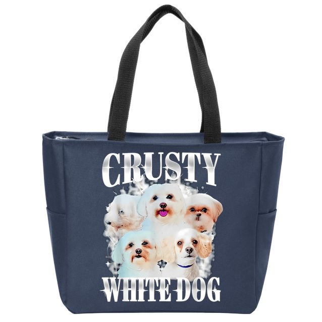 Crusty White Dog Funny For Women Zip Tote Bag