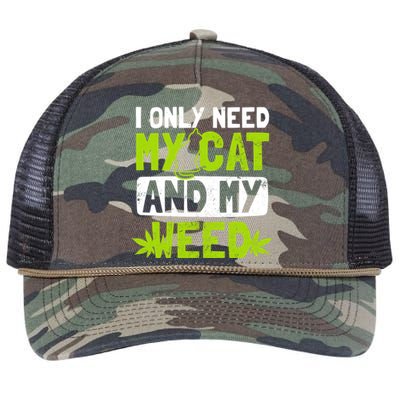 Cat Weed Design Only Need My Cat And Weed Gift Retro Rope Trucker Hat Cap