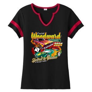 Cruisin Woodward Detroit To Pontiac A Michigan Tradition 2024 Ladies Halftime Notch Neck Tee