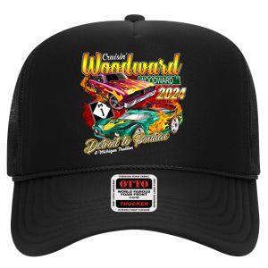 Cruisin Woodward Detroit To Pontiac A Michigan Tradition 2024 High Crown Mesh Back Trucker Hat