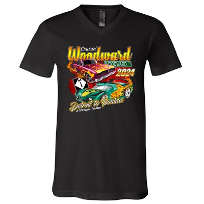 Cruisin Woodward Detroit To Pontiac A Michigan Tradition 2024 V-Neck T-Shirt