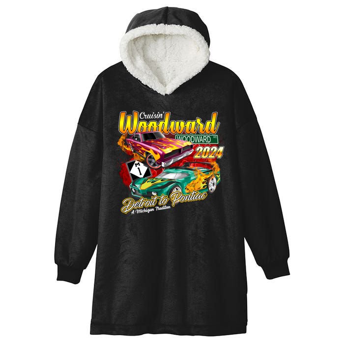 Cruisin Woodward Detroit To Pontiac A Michigan Tradition 2024 Hooded Wearable Blanket