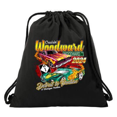 Cruisin Woodward Detroit To Pontiac A Michigan Tradition 2024 Drawstring Bag